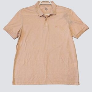 Hering Short‎ Sleeve Polo Shirt Size L Tan Plain Everyday Stretch Golf Casual